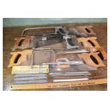 Collection of wood and metal saws; as is