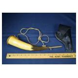 Powder horn and US leather holster; as is