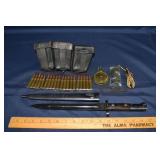 K98 Lot: bayonet w/ scabbard, 30rd ammo pouch, etc