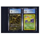 2 CGC graded Pokï¿½mon cards: 2000 Chikorita 1st Edi