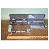 3 Wixey digital calipers & angle gauge, 2 others;