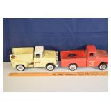 2 Buddy L die cast metal trucks; as is