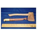 L.L. Bean camp axe and Finland fish knife; as is
