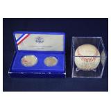 1986 US Mint Liberty Silver Dollar coin set, autog