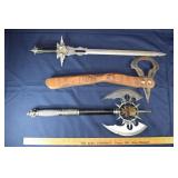 3 edged weapons largest 22" blade; as is