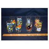 8 collectible Smurf, Carebear, Muppet beverage gla