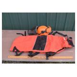 Stihl Pro Mark protective head gear and chaps; as