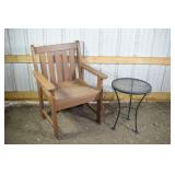 Polywood patio arm chair 25x23x35"h, round metal s
