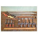 14 assorted Bessey, Columbian and other bar clamps