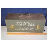 Military canvas covered wood spare parts kit box,