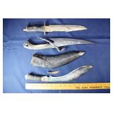 3 edged weapons largest 11" blade; as is