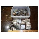 Tub of assorted large and other hardware; as is