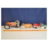 3 Hubley die cast metal models: #500 tractor, #480