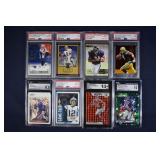 8 graded (4 PSA) NFL cards: Brady, Favre, Aikman,