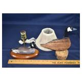 Quarter size goose decoy mounted as a lamp, primit