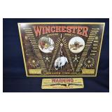 Tin Winchester Repeating Arms sign 12.5x16"h, shot