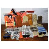 3 reflective rain jackets, 18 pair of gloves & saf
