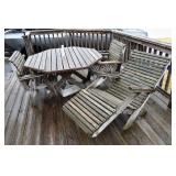 4 pieces of old wood deck furniture; as is