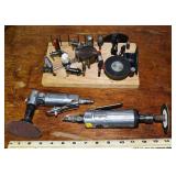 2 pneumatic die grinders, assorted bits, wheels, e