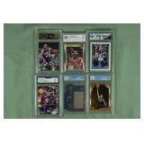 Lot of 6 graded NBA cards from 1988-1999: Shaq & W