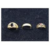 3 marked 10kt gold rings: size 10-9-6, 11.6gtw; as