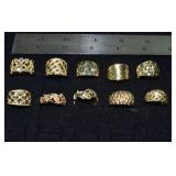 Marked 14 kt gold jewelry: 10 fashion rings 46gtw;