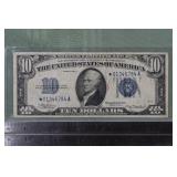 Series of 1934A US $10 blue seal with star Silver