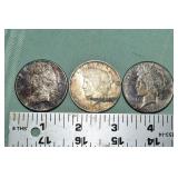 3 US Peace silver dollars: 1922S, 1922D, 1926S; as