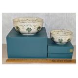 2 Lenox porcelain holiday wares: medium pierced bo