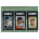 Lot of 3 SGC graded Mickey Mantle MLB cards from 1