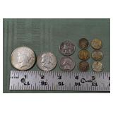 US coin lot: 1925 silver dollar, 1956 half dollar,