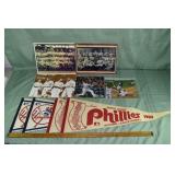 Lot of MLB pennants and Prints; as is