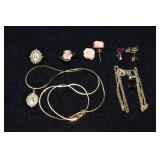 Marked 14 kt gold jewelry: 2 18' necklaces, set wi