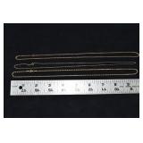 Marked 14 kt gold jewelry: three 20' necklaces 8gt