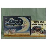 Lot of 2 decorative tin wall signs, 17"x12"h; as i