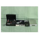 Lot of 3 scales, digital, twin beam, scale weights