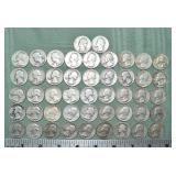 47 US silver Washington quarters; as is