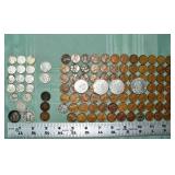 Coin lot: 3 silver quarters, 14 silver dimes, 83 w