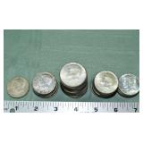 48 US silver clad Kennedy half dollar coins; as is