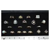 20 rings marked Bixby 925 18K, 5.8ozt.; as is