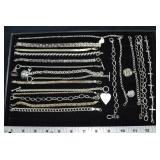 20 assorted bracelets marked 925, 9ozt.; as is