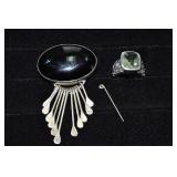 Sterling silver jewelry: Mexican pendant brooch wi