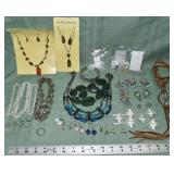 Collection of silver and other costume jewelry; as