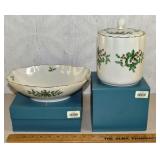 2 Lenox porcelain holiday wares: centerpiece and b