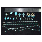 Marked 14 kt gold jewelry: necklace, 2 bracelets,