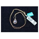 14 kt gold 18' necklace with tanzanite & diamond p