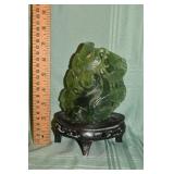 Chinese carved spinach jade stone figure of a gour