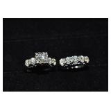 14 kt white gold Rhapsody wedding ring set size 6.