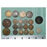 18 Early US and British coins, etc.; as is