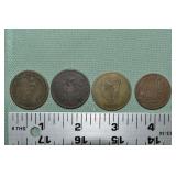 4 early 19th C coins: two 1814 half penny tokens,
